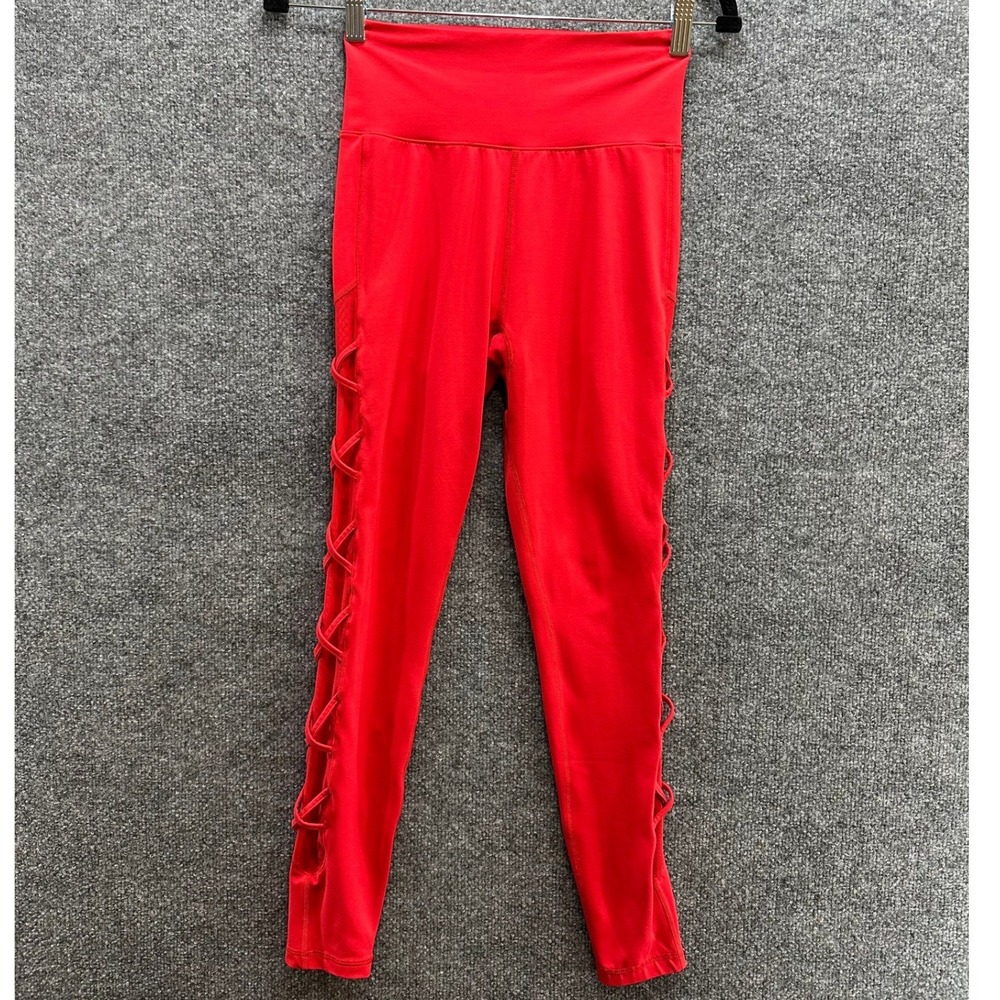 Buffbunny Collection Red High Waisted Lace Up Side Lattice Leggings Medium